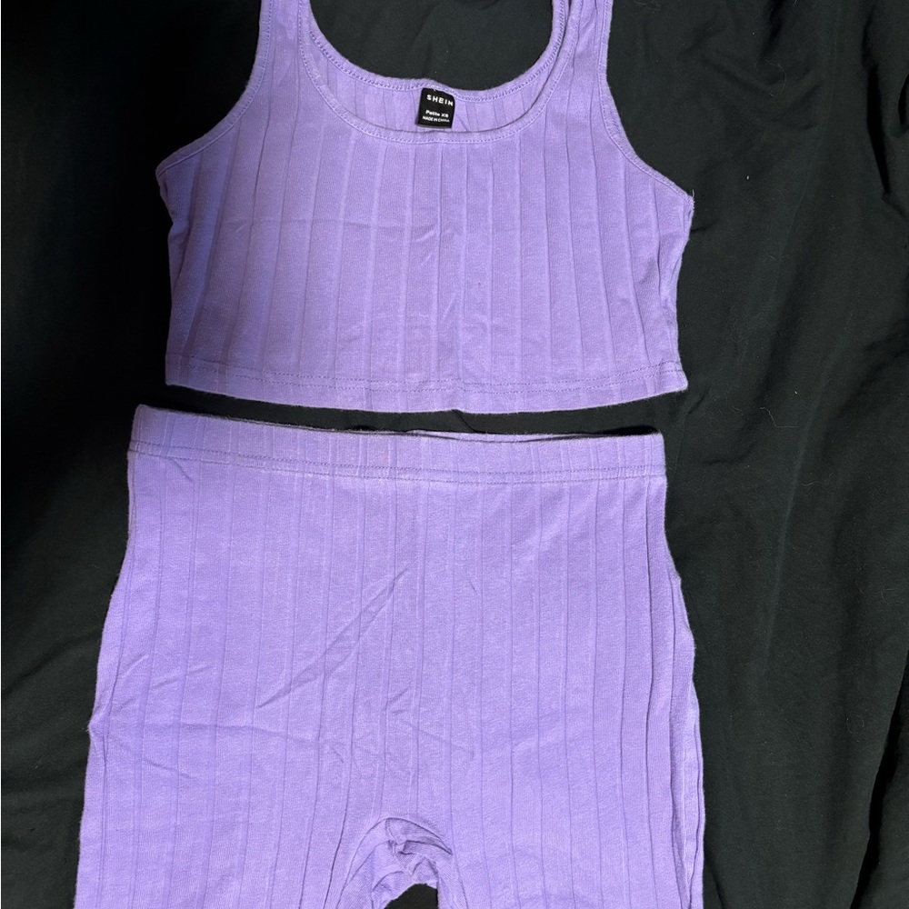 SHEIN Petite Purple Ribbed Intimate Set - Picture 2 of 3